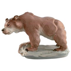 Vintage Amphora, Czechoslovakia, Large Hand-Painted Porcelain Figure of Bear, 1930/40's