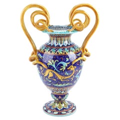 Vase Amphora Decorated Ornament Handles Renaissance Style Blue Vessel