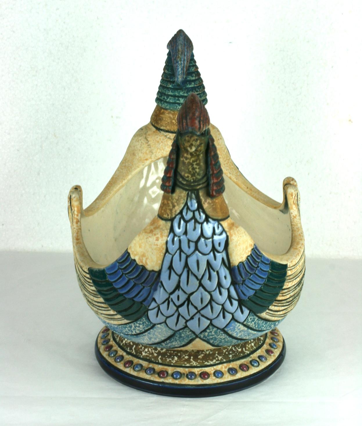 Czech Amphora Double Headed Pheasant Centerpiece
