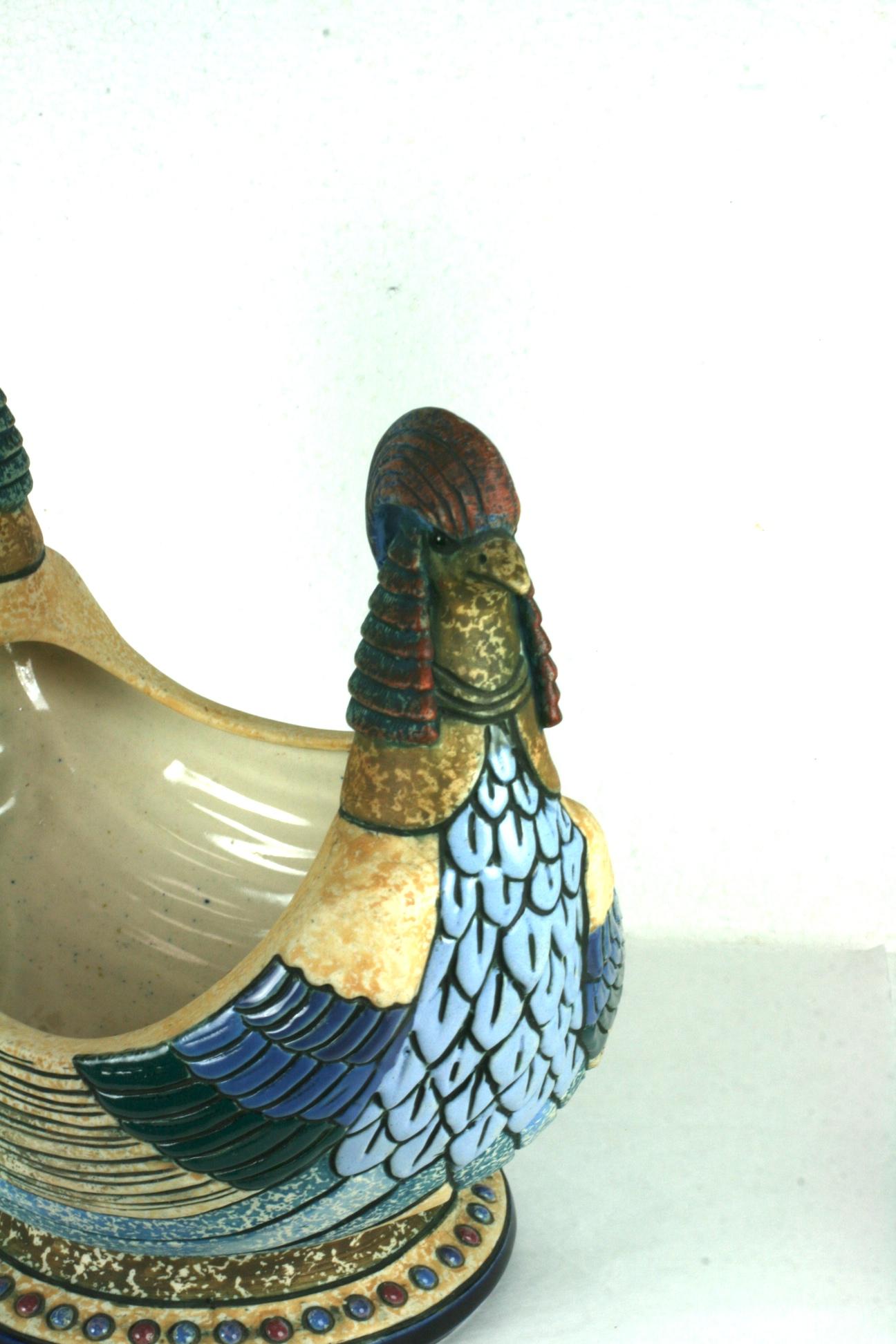 Amphora Double Headed Pheasant Centerpiece In Excellent Condition In Riverdale, NY