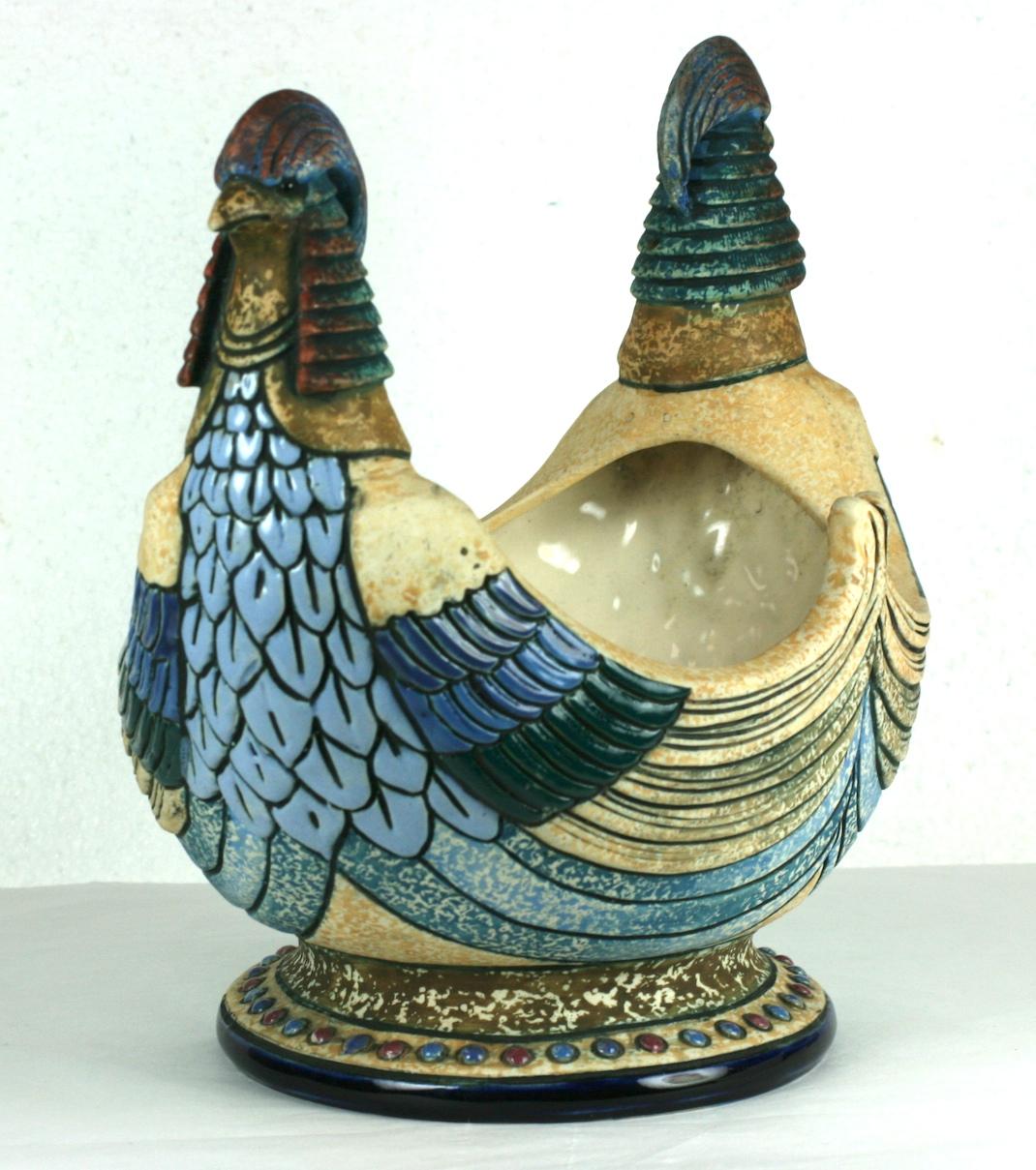 Early 20th Century Amphora Double Headed Pheasant Centerpiece