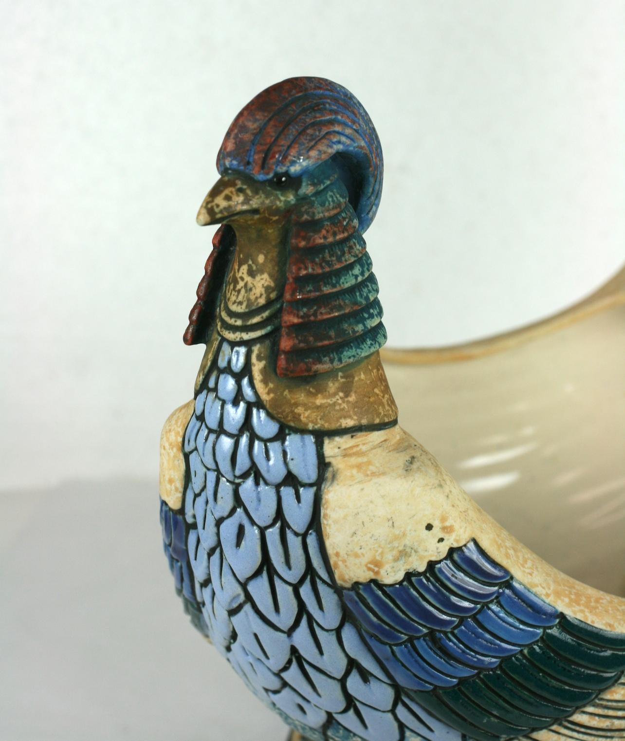 Pottery Amphora Double Headed Pheasant Centerpiece