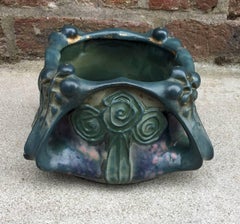 Jugendstil-Pflanzgefäß „Amphora Elite“ aus emailliertem Steingut, um 1900