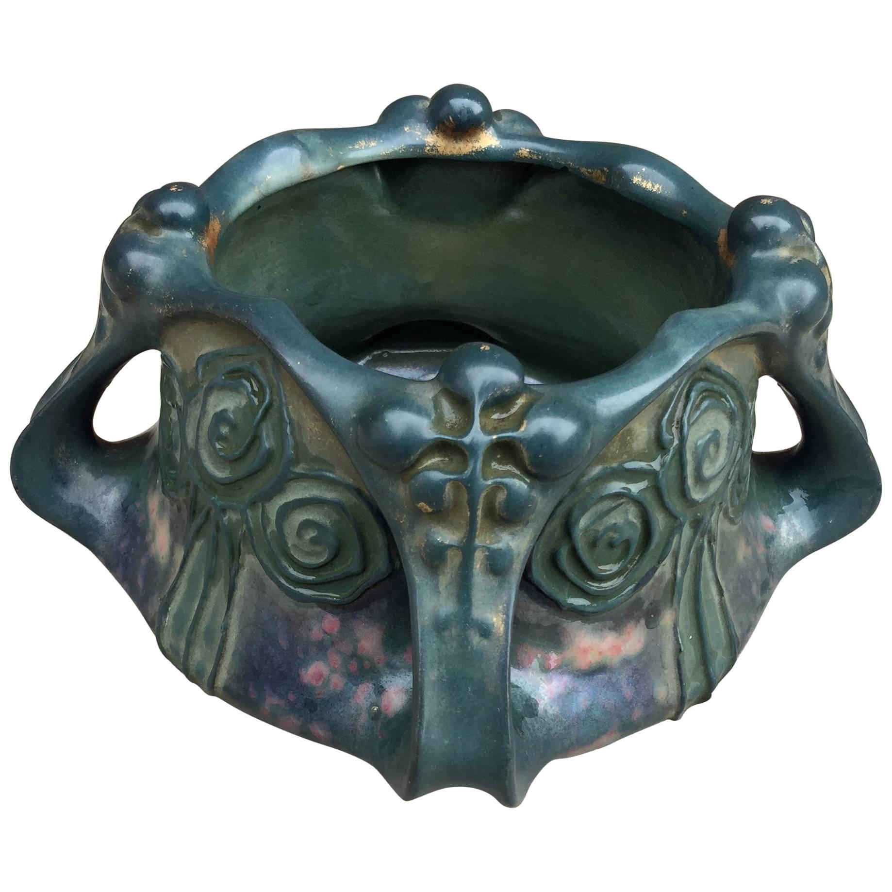 Amphora Elite, Art Nouveau Planter in Enameled Stoneware, circa 1900