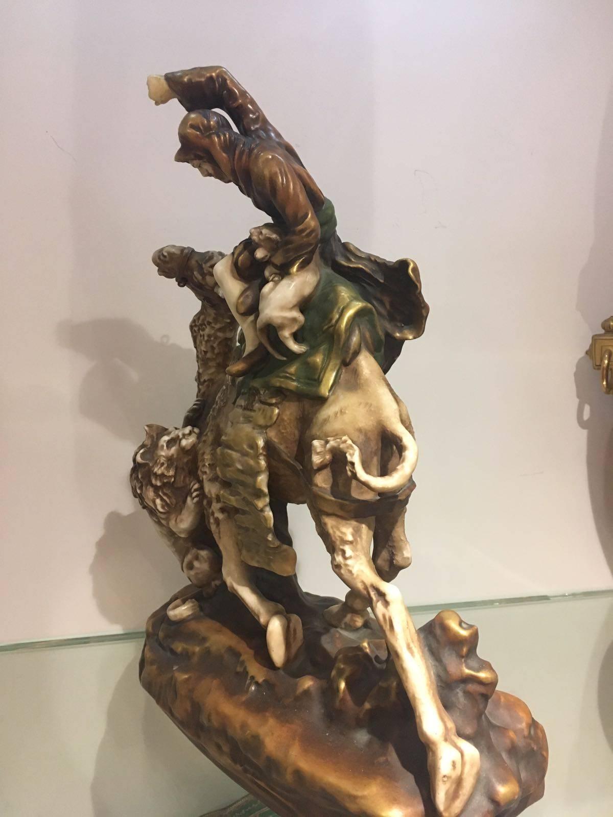 Enameled 'Amphora' Figure on Camel Back with Lion, Riessner, Stellmacher & Kessel For Sale