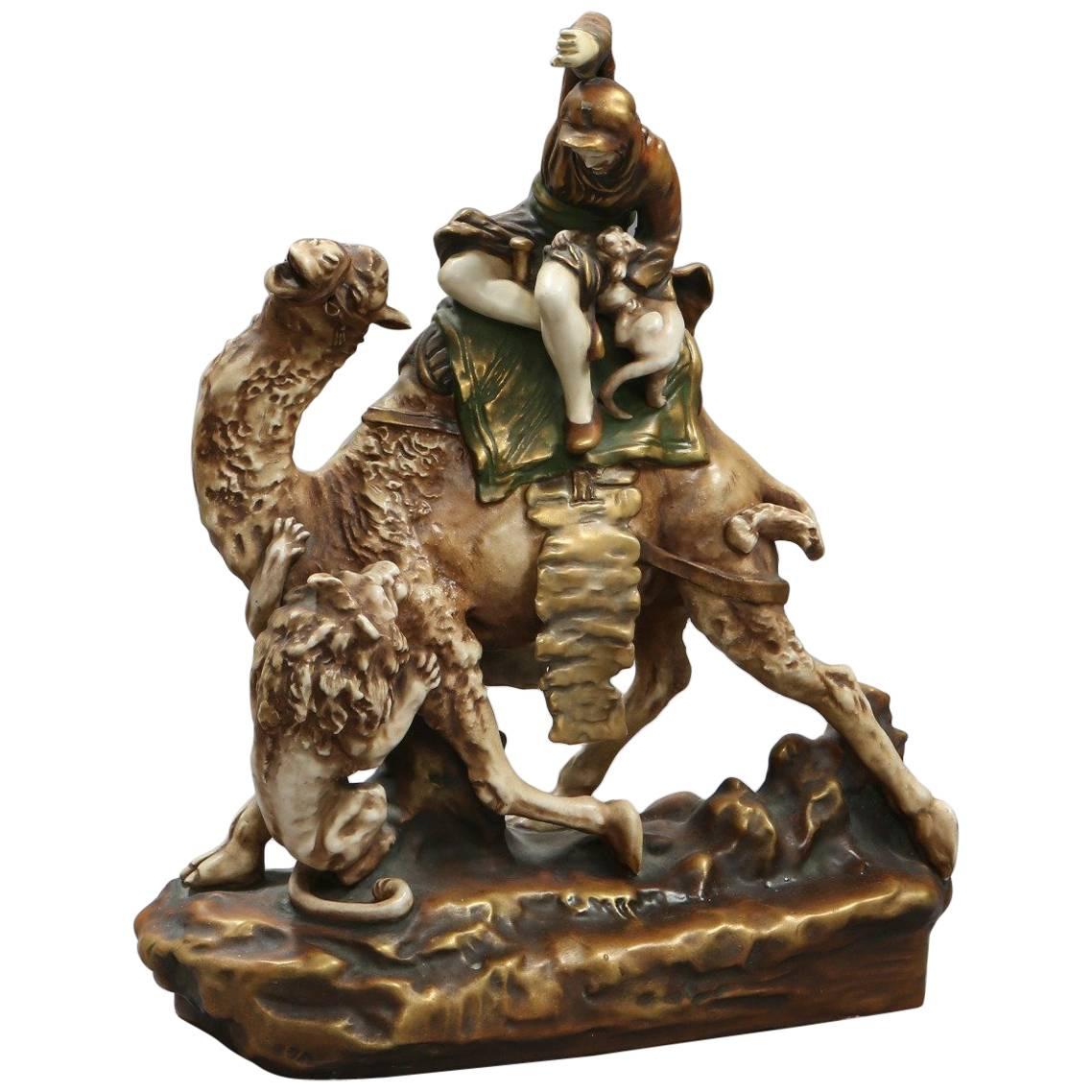 'Amphora' Figure on Camel Back with Lion, Riessner, Stellmacher & Kessel For Sale