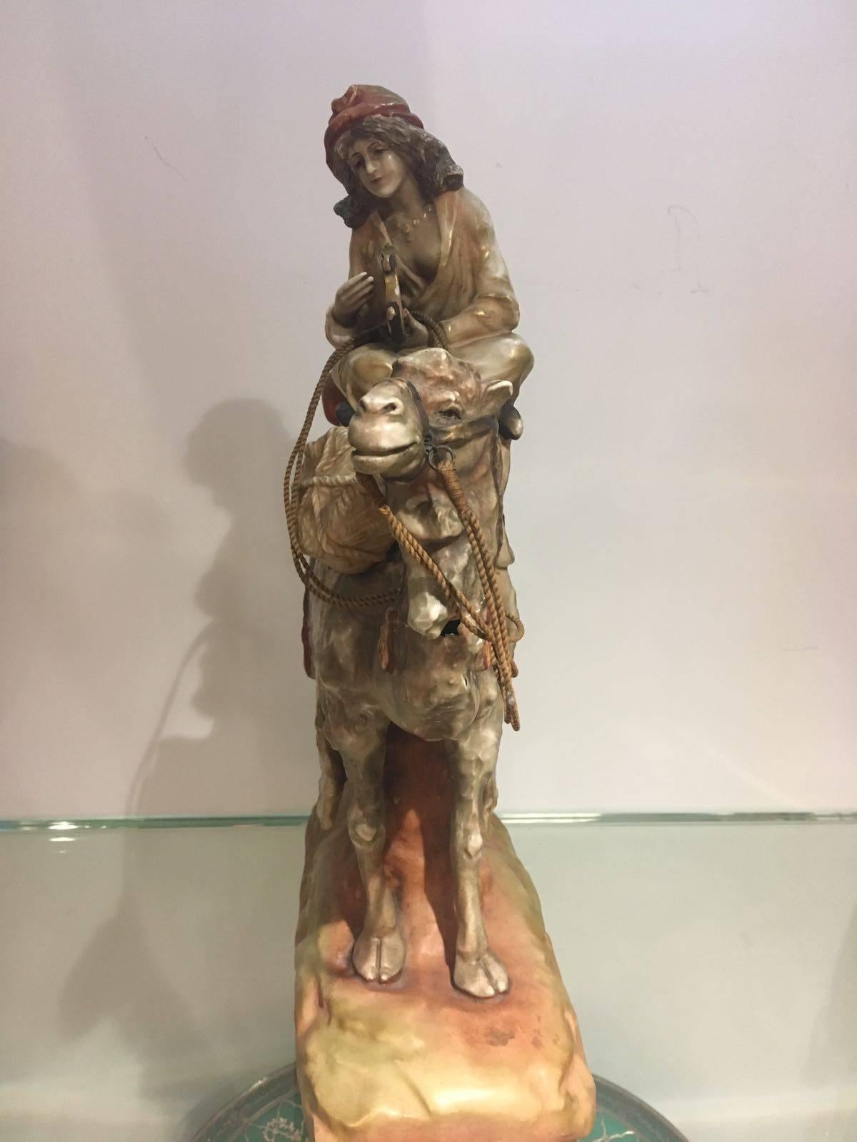 Amphora Figure with a Tambourine, Riessner, Stellmacher & Kessel In Good Condition For Sale In London, GB