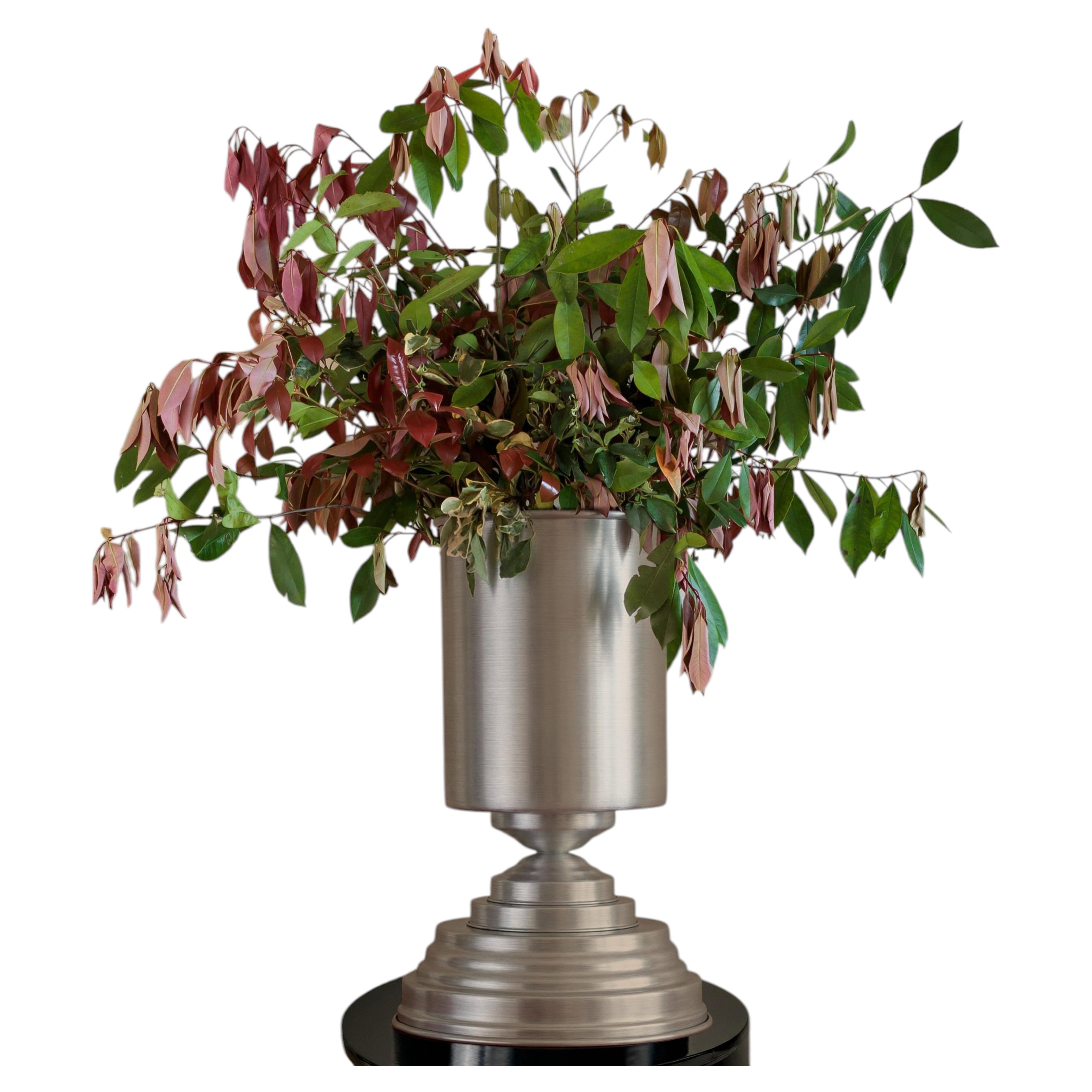 Amphora Maxi Vase in Brushed Aluminum by CASPAL For Sale