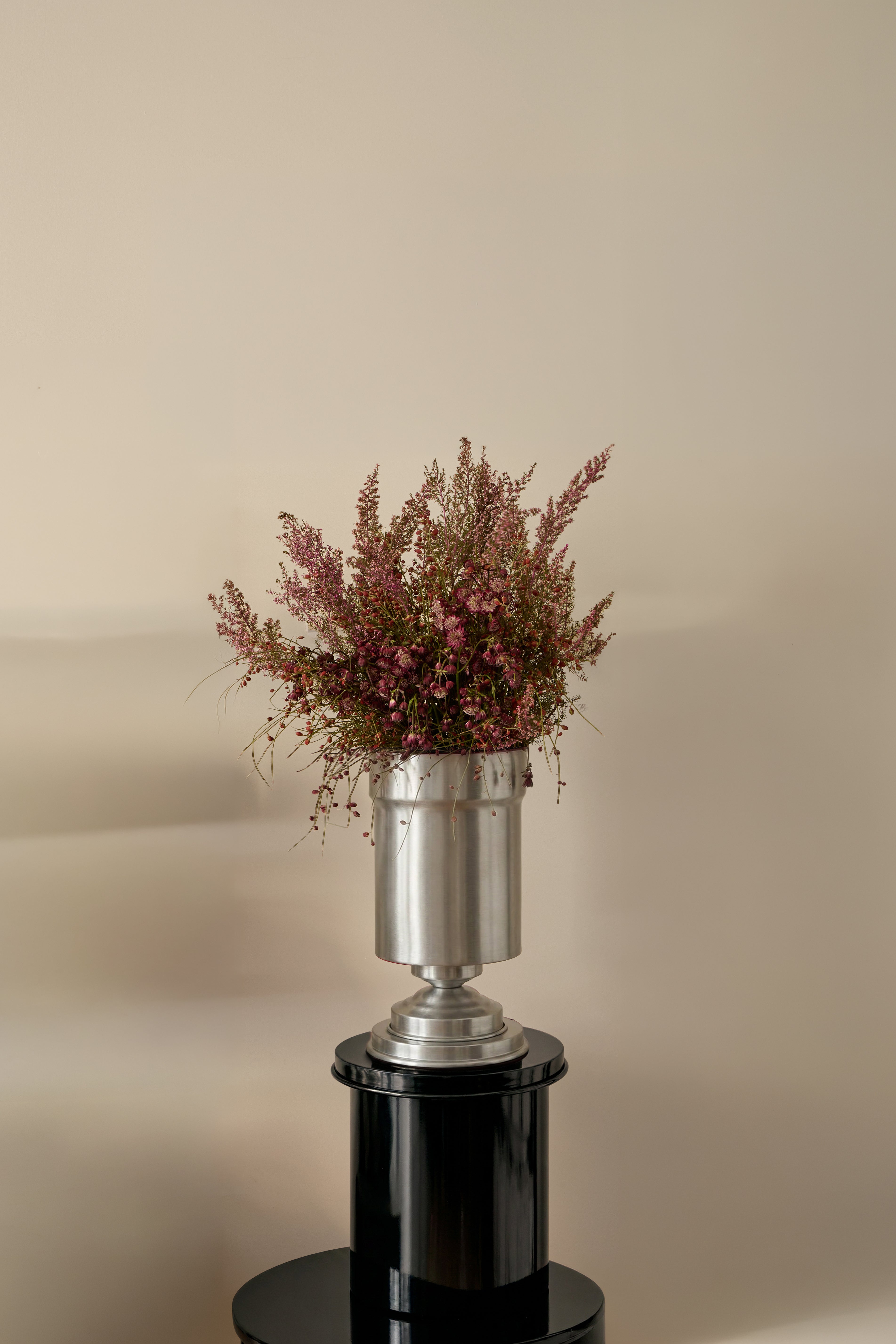 Amphora Mini Vase in Brushed Aluminum by CASPAL For Sale