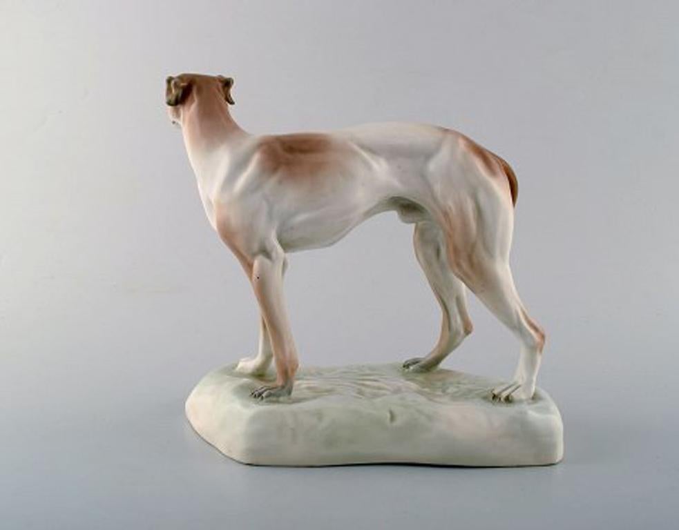 Amphora porcelain figure of greyhound/borzoi. Czechoslovakia, 1930-1940 s. Rare figure.
Model Number: 8340.
Measures 22 cm x 20 cm.
In very good condition.
Stamped.