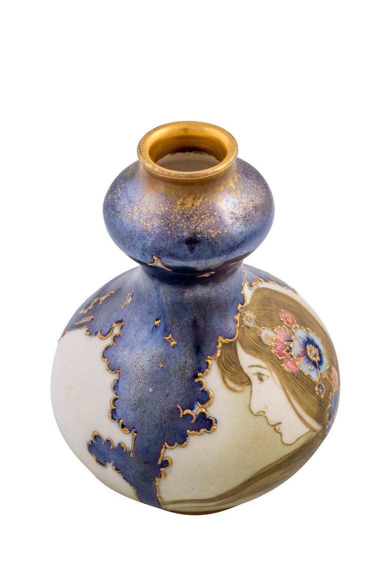 Amphora Portrait Vase Jugendstil Maid Mit Blumen Nikolaus Kannhäuser