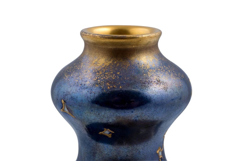 Art Tile Art Nouveau Flowers Dark Blue Green And Gold On Blue