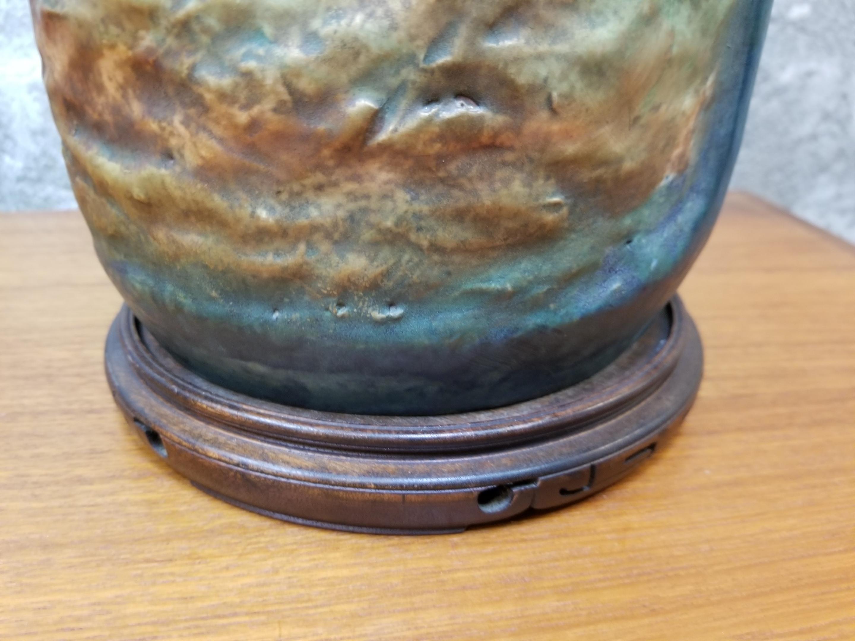 Amphora Scenic Arts & Crafts Era Ceramic Table Lamp For Sale 2