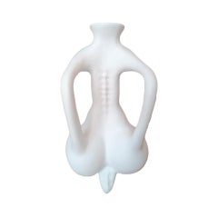 Alejandro Lucadamo Modern "Diosa Del Vino" White Clay Amphora Sculpture