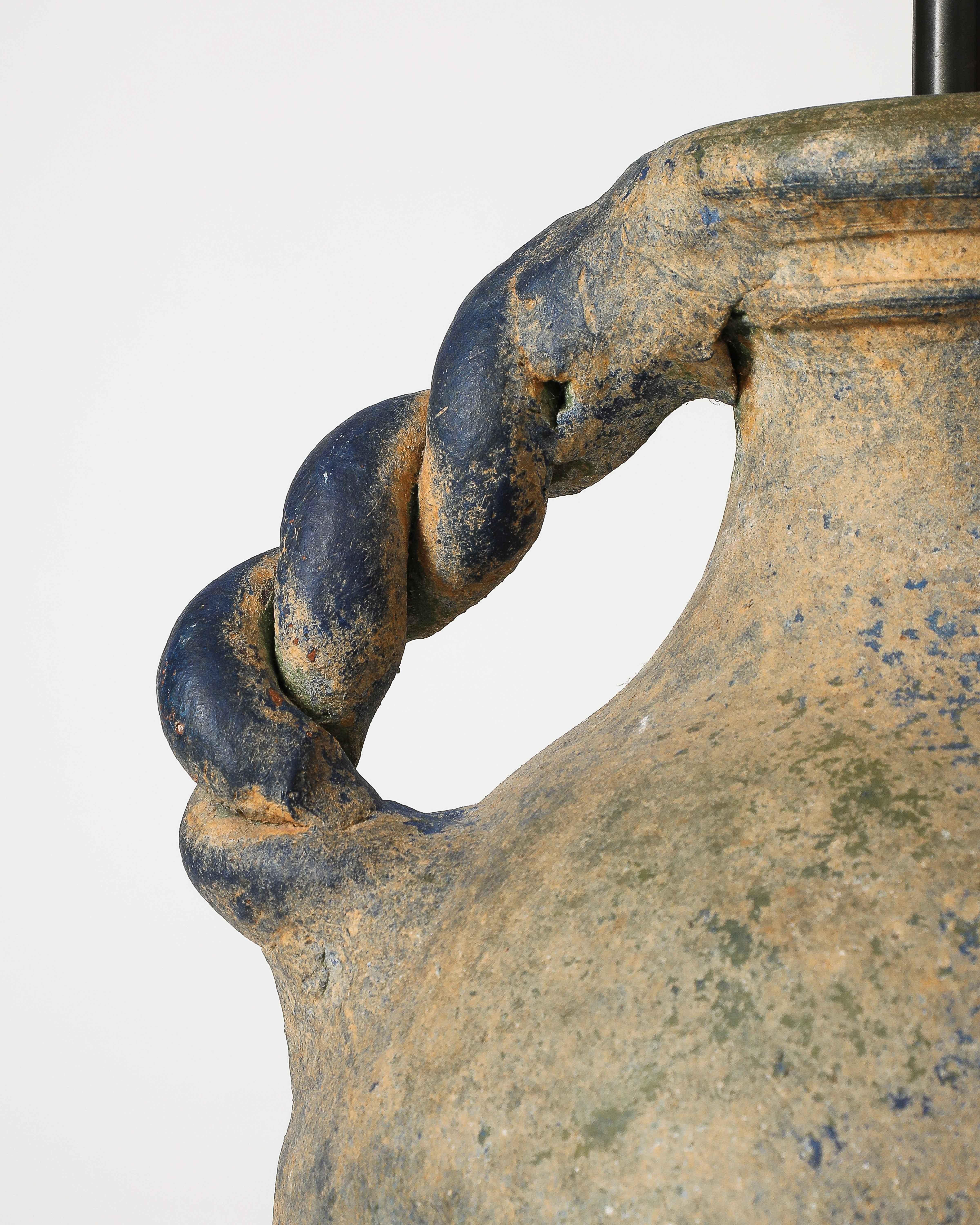 Amphora Shaped Glazed Ceramic Table Lamp For Sale 9