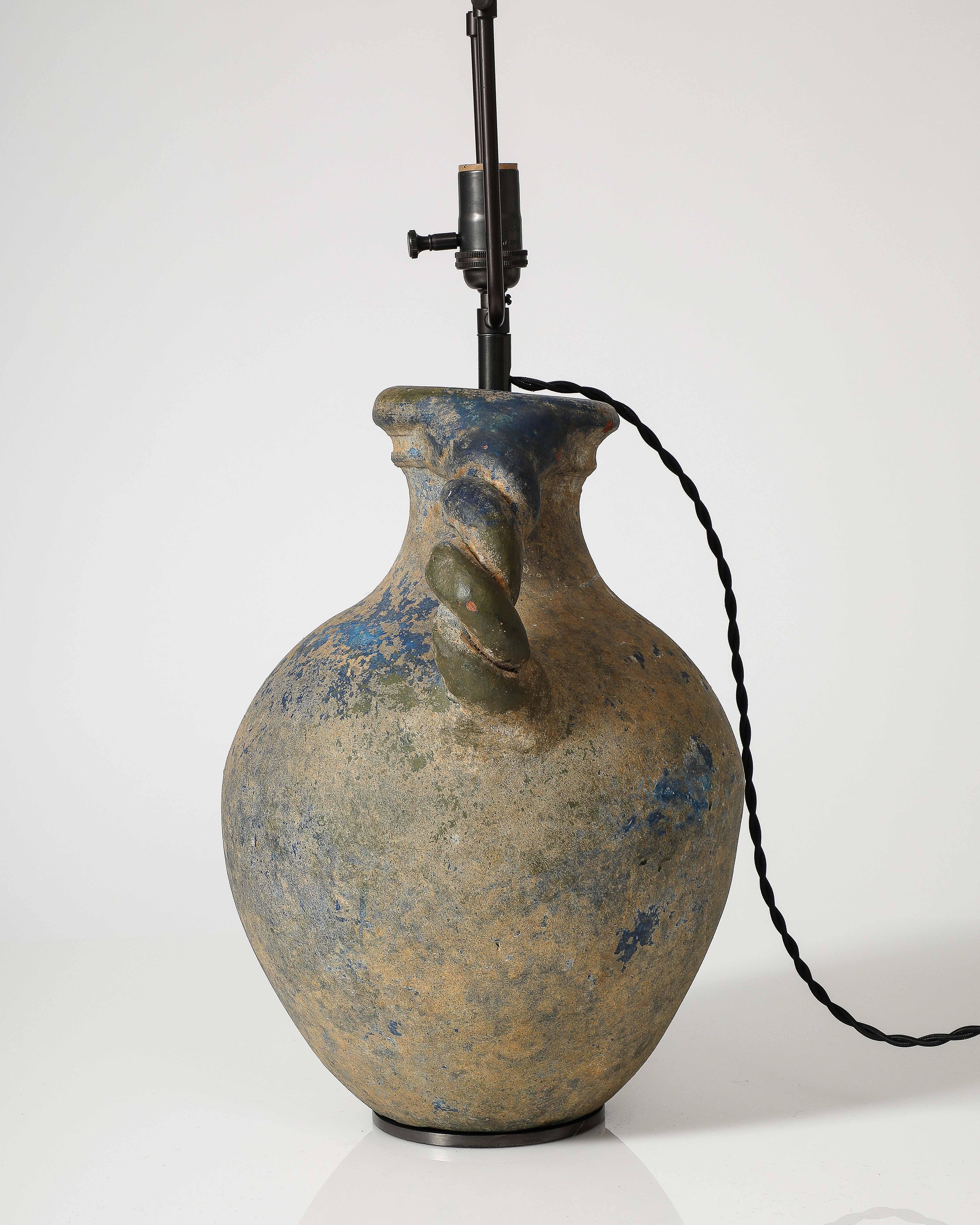 Amphora Shaped Glazed Ceramic Table Lamp For Sale 2