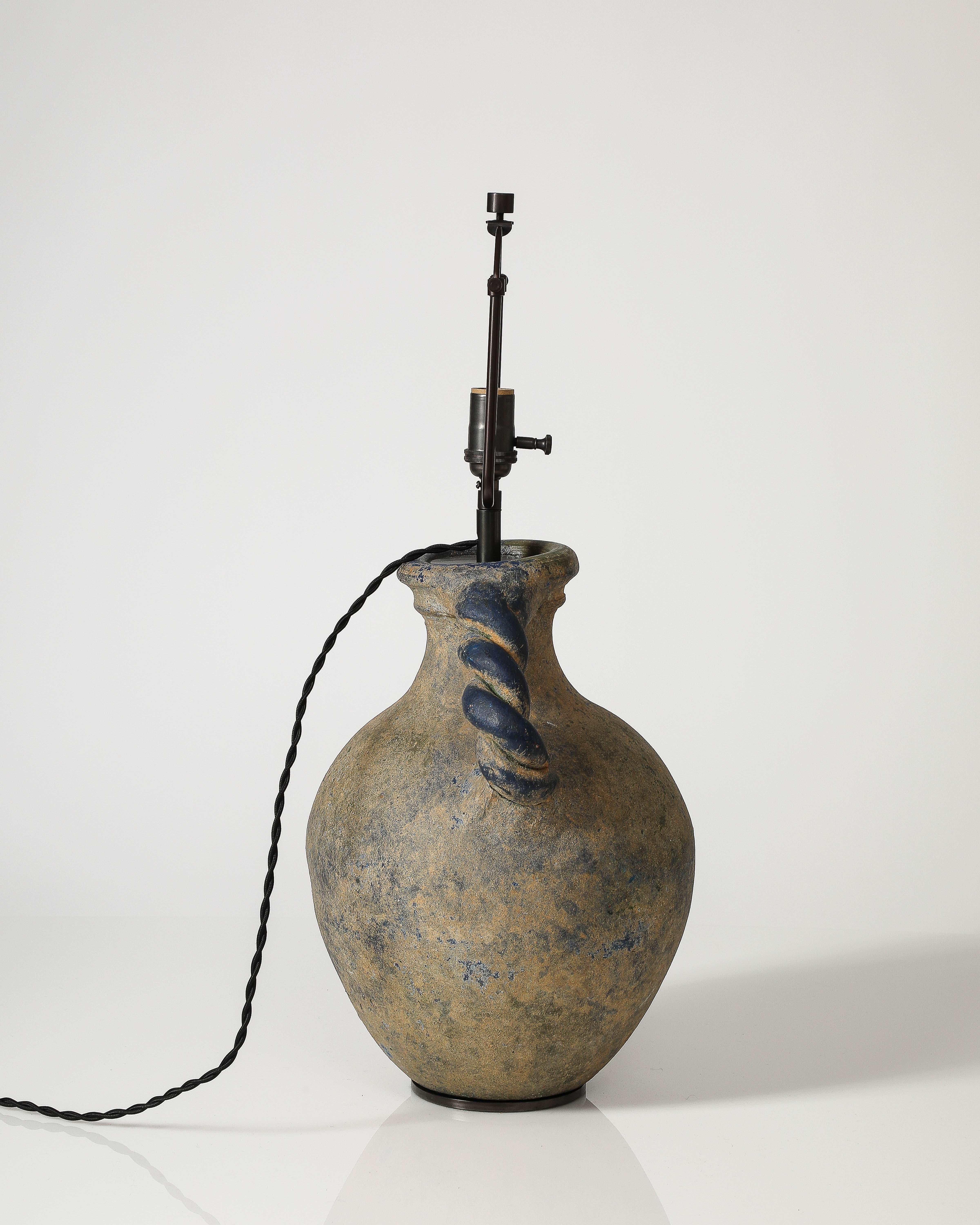 Amphora Shaped Glazed Ceramic Table Lamp For Sale 4