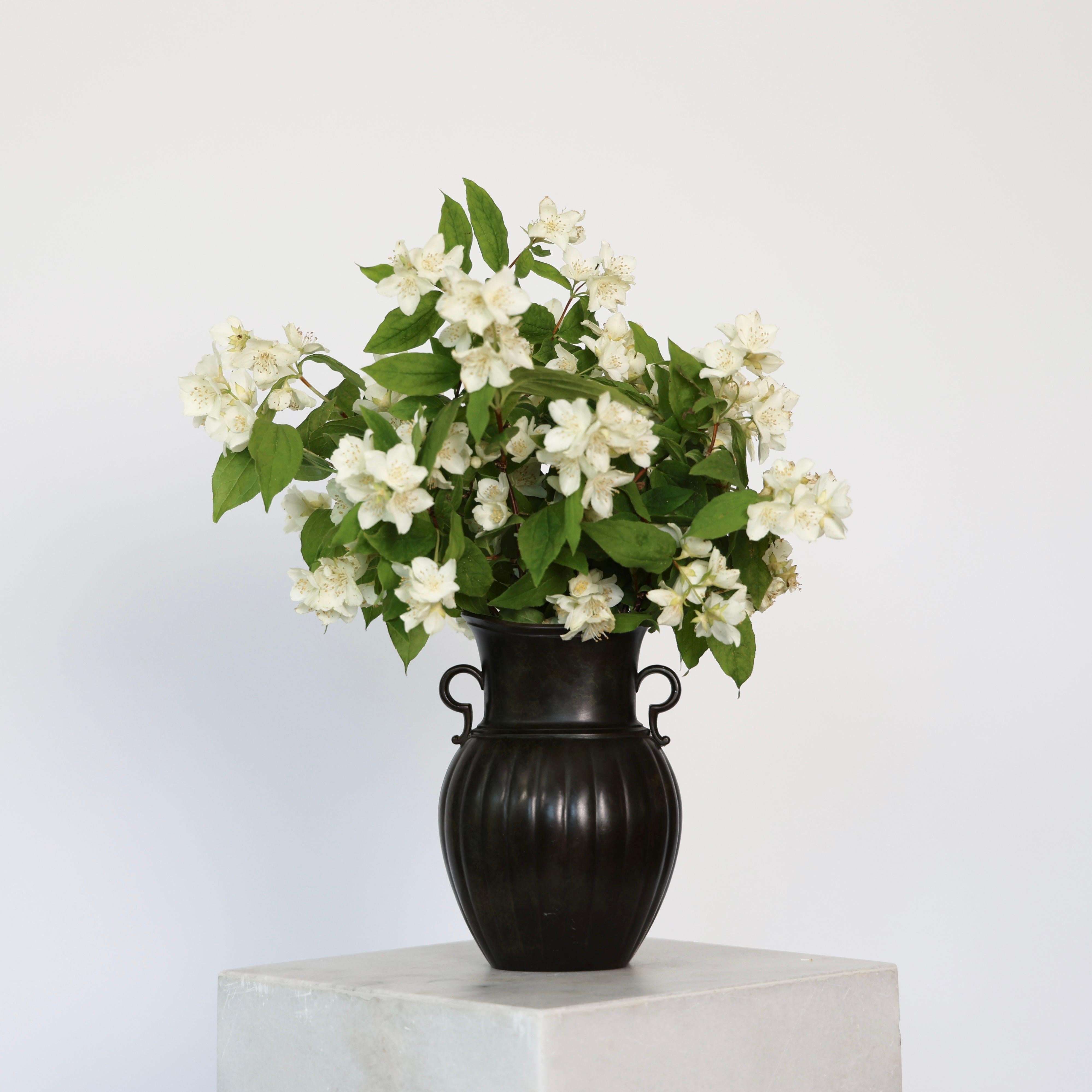 Art Deco Amphora-Style Discometal Vase by Just Andersen, 1920s, Denmark For Sale