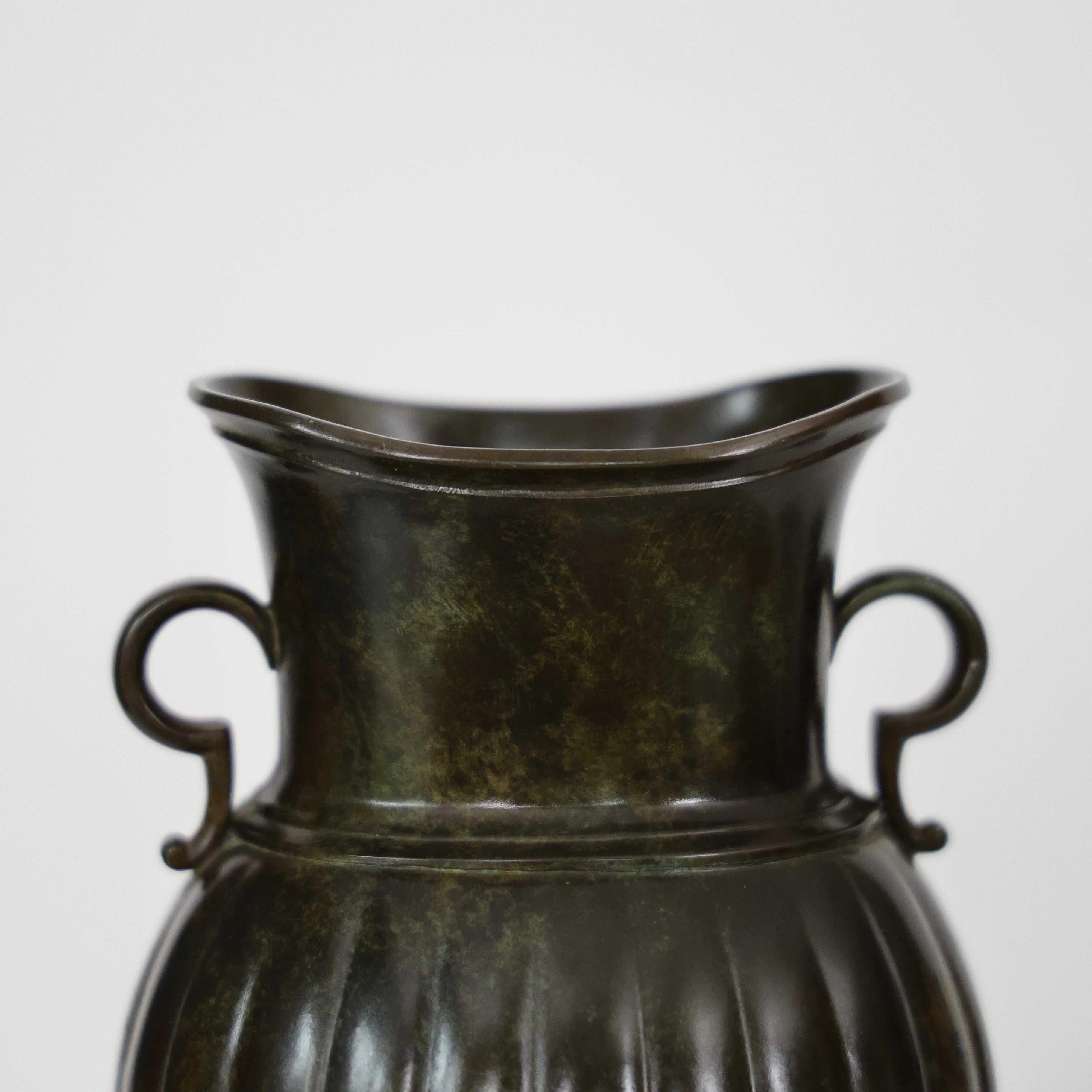 Amphora-Style Discometal Vase by Just Andersen, 1920s, Denmark In Good Condition For Sale In Værløse, DK