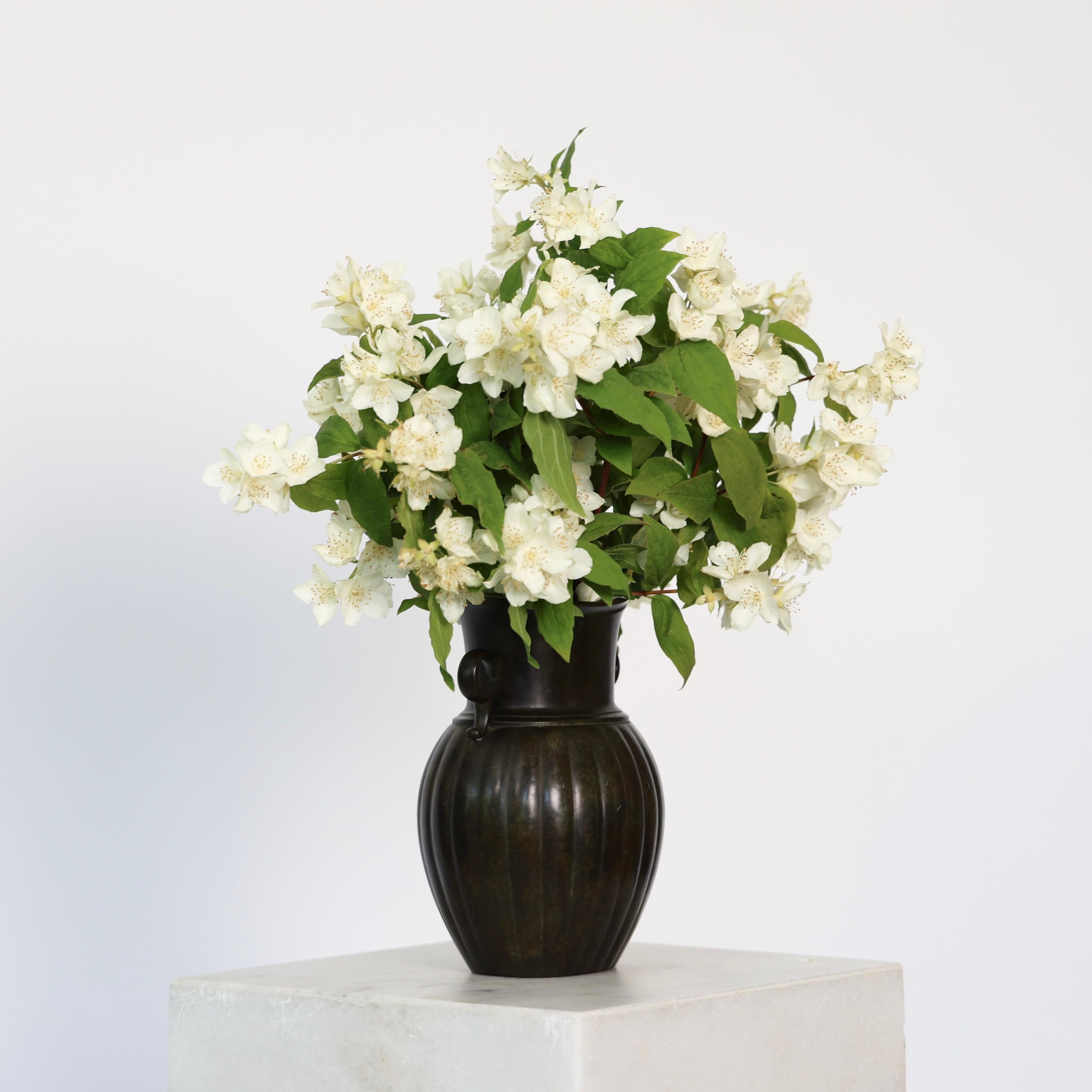 Amphora-Style Discometal Vase by Just Andersen, 1920s, Denmark For Sale 1