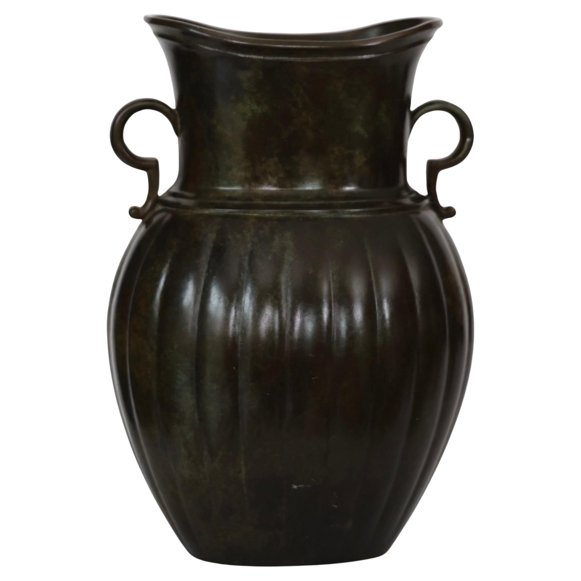 Amphora-Style Discometal Vase by Just Andersen, 1920s, Denmark For Sale