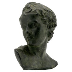 Vintage AMPHORA Terracotta Young Boy Bust Sculpture