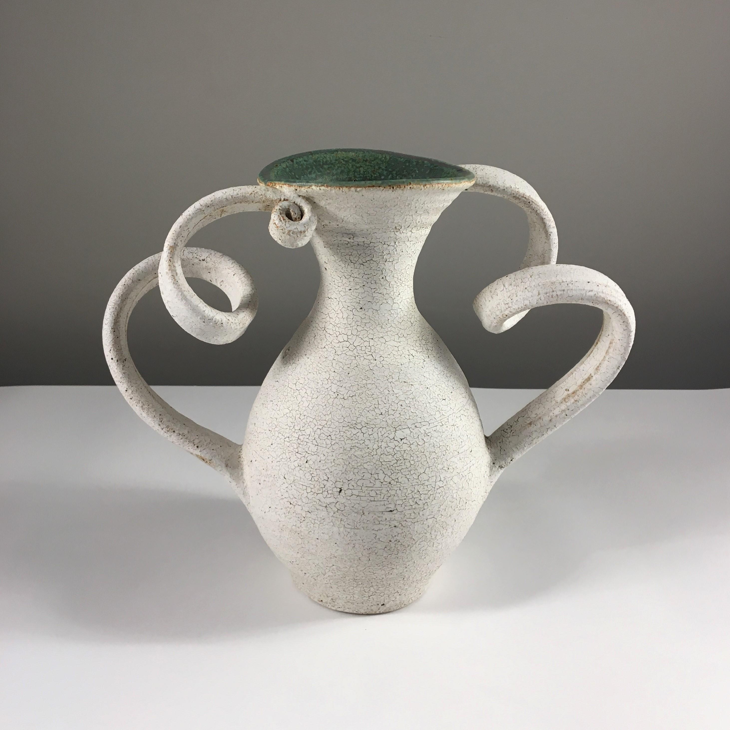 Ceramic Amphora Vase with Wide Opening by Yumiko Kuga. Dimensions: W 11.5
