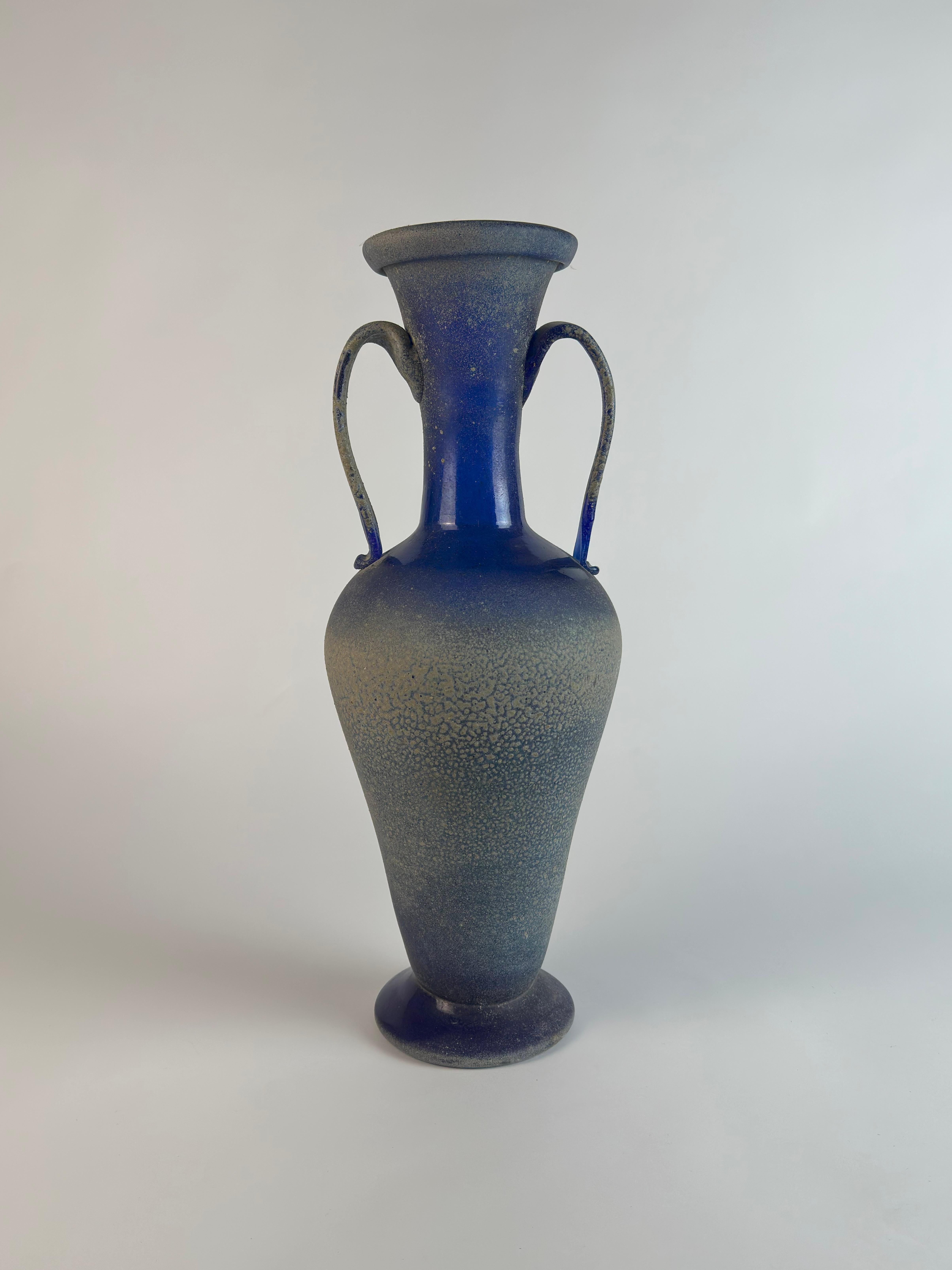Fine XX secolo Vaso in vetro di Seguso Blue Scavo, Italia, circa anni '70 in vendita