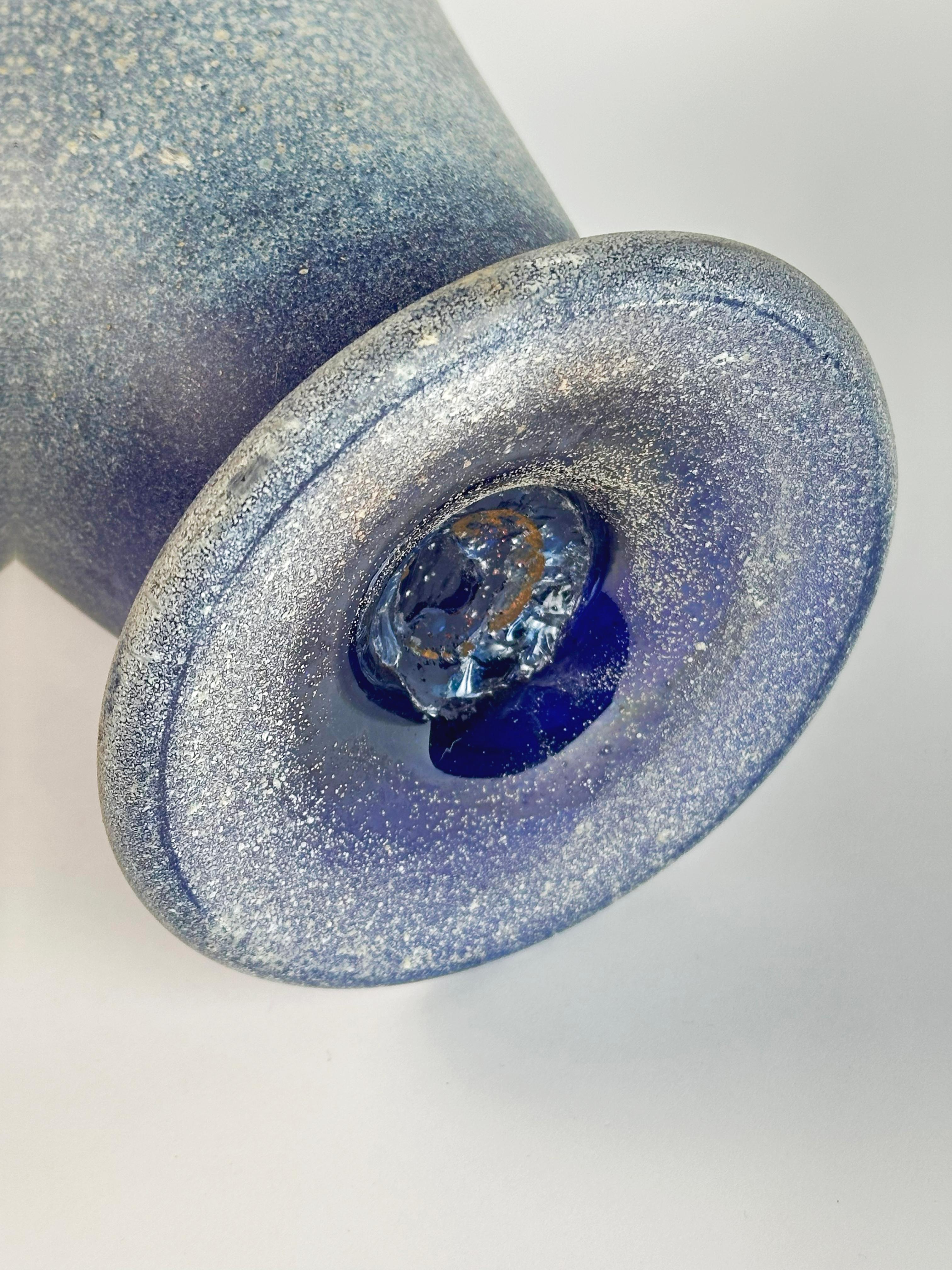 Vaso in vetro di Seguso Blue Scavo, Italia, circa anni '70 in vendita 1