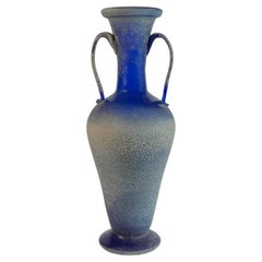 Seguso Blaue Scavo-Glasvase, Italien, ca. 1970er Jahre