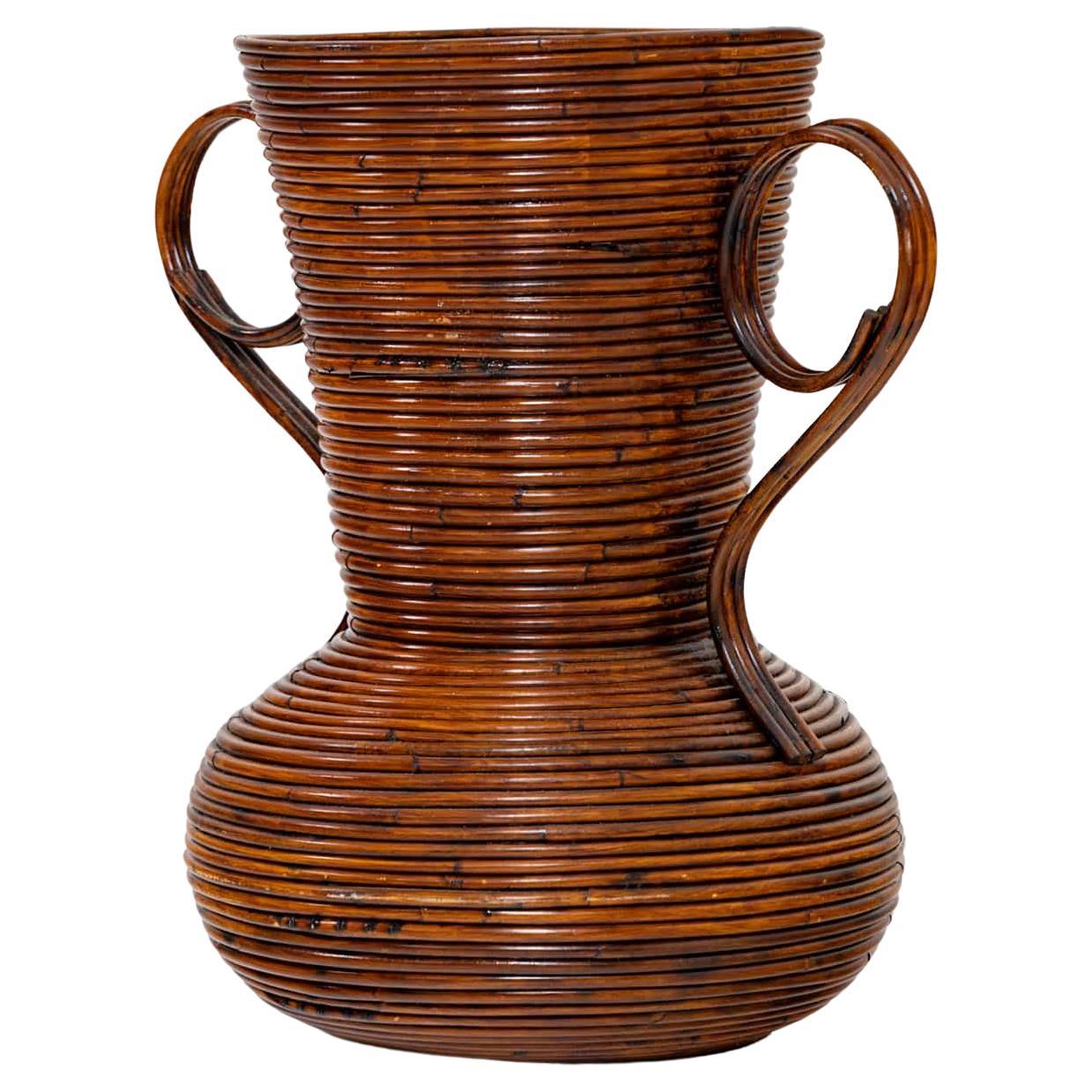 Amphora Vase out of Wicker by Vivai del Sud, Italy 1960s