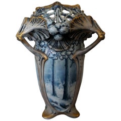 Amphora Winter Snow Art Nouveau Vase by Ernst Wahliss