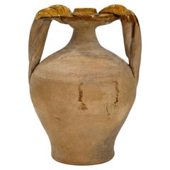 Amphora With Glazed Handles And Unglazed Body