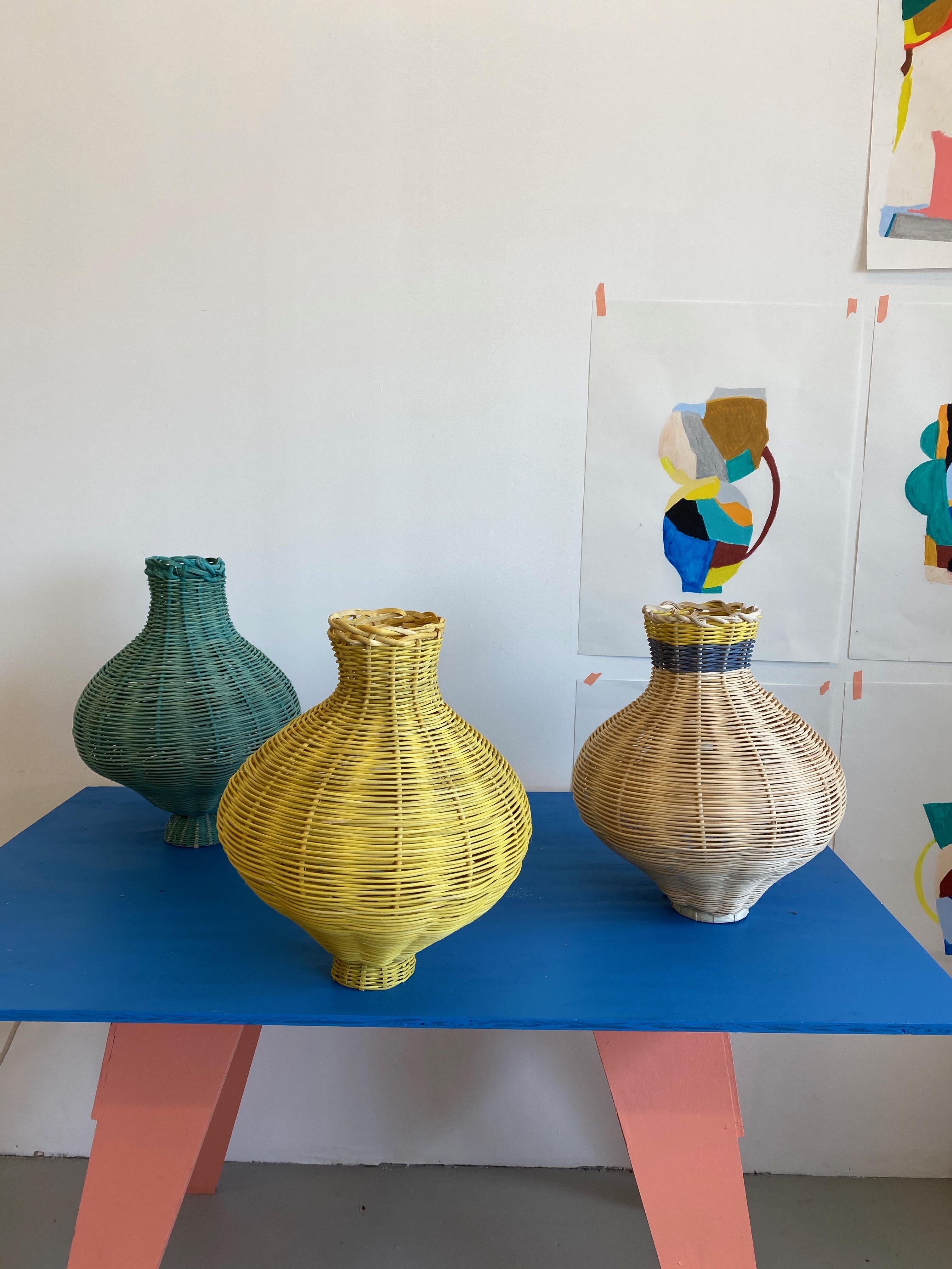 Contemporary Amphora Vase Woven in Lemon by Studio Herron