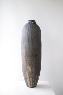 Amphoreus Vase in Stoneware, Metallic Stitches & Oxidized Iron by Robin Kerr