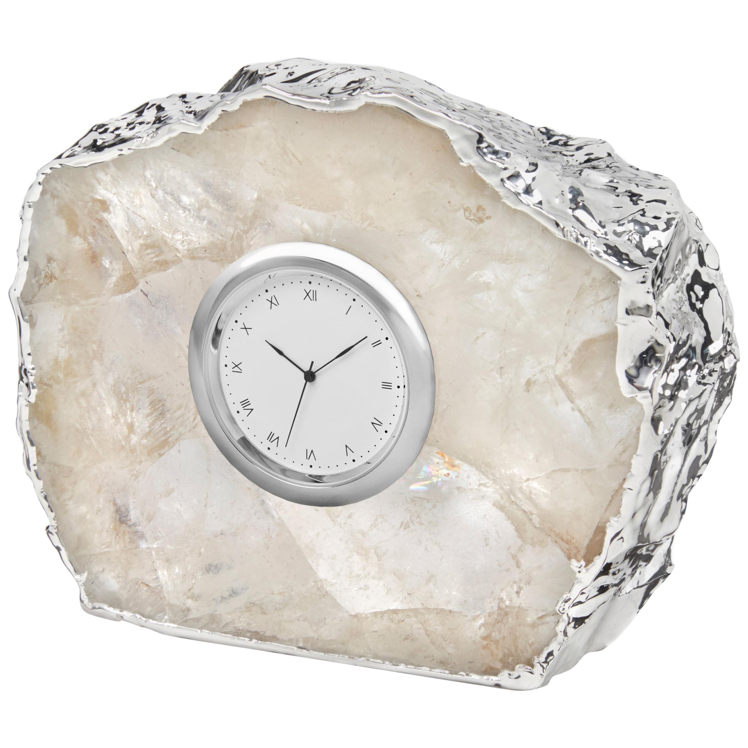 Ampliar Clock in Crystal and Silver by ANNA New York