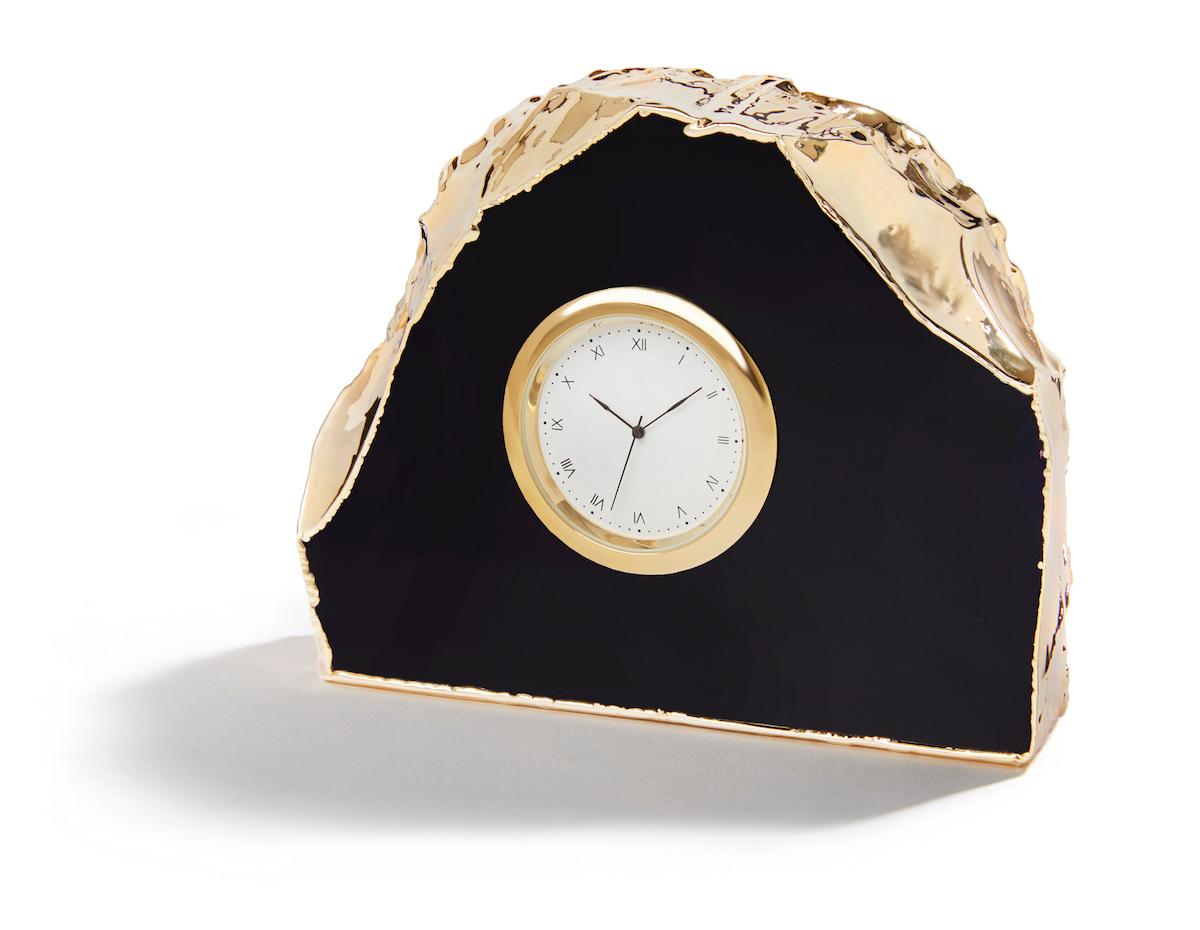 Ampliar Clock in Obsidian and Gold by Anna Rabinowitz In New Condition In San Francisco, CA