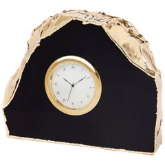 Ampliar Clock in Obsidian and Gold by Anna Rabinowitz