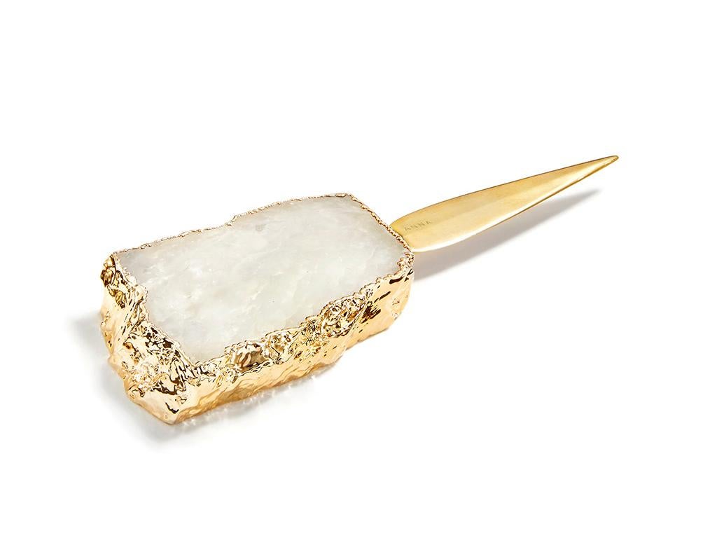 Contemporary Ampliar Letter Opener in Crystal and Gold by Anna Rabinowitz