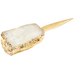 Ampliar Letter Opener in Crystal and Gold by Anna Rabinowitz
