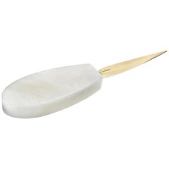 Ampliar Letter Opener in Alabaster and Gold by Anna Rabinowitz