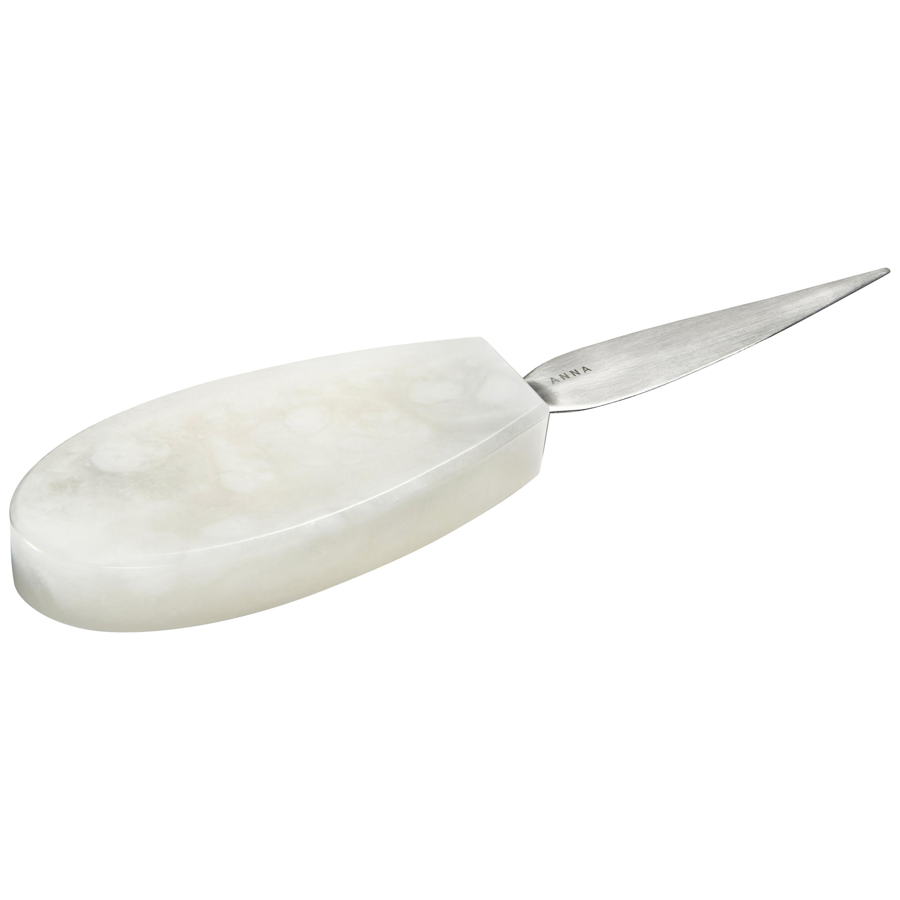 Ampliar Letter Opener in Alabaster and Silver by Anna Rabinowitz