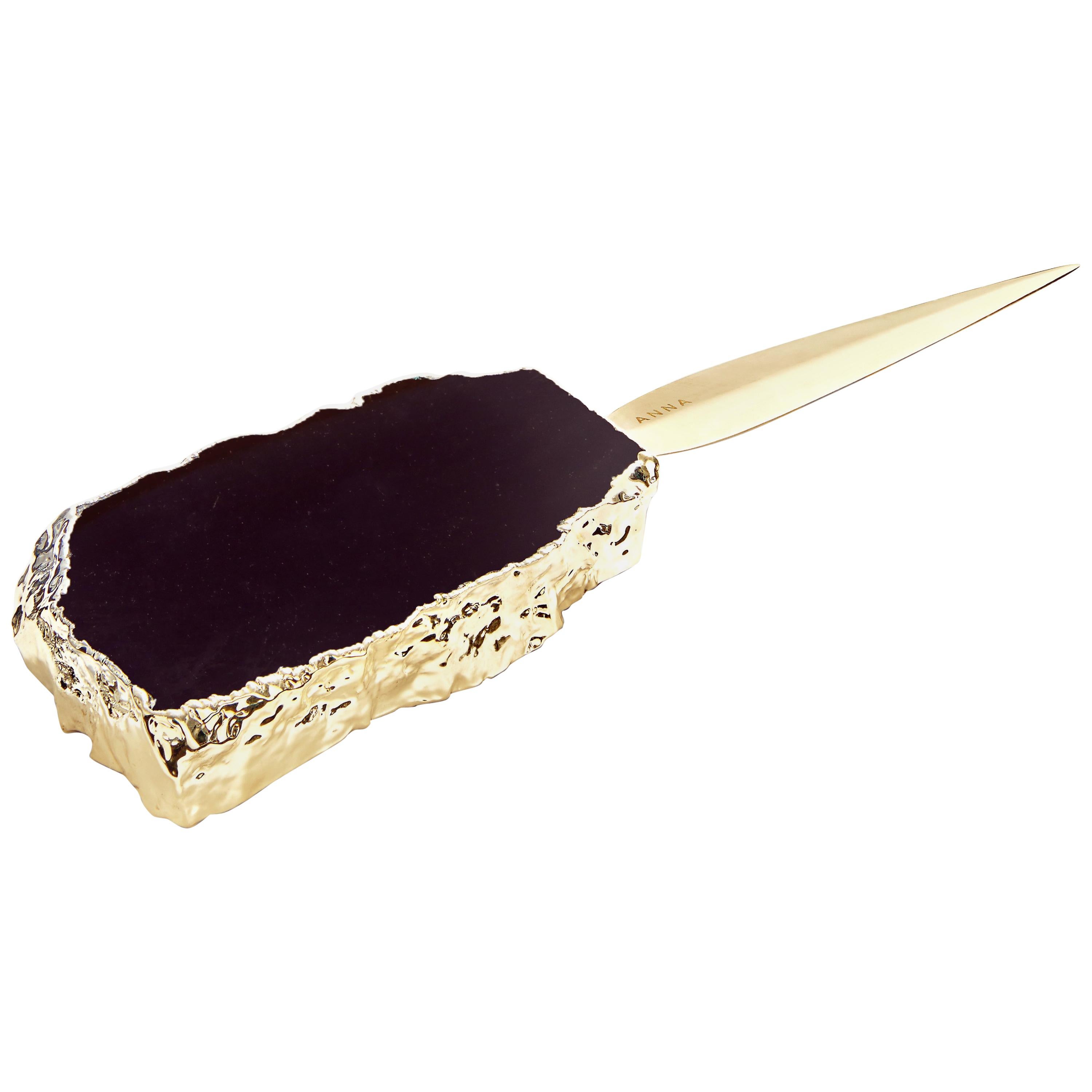 Ampliar Letter Opener in Obsidian and Gold by Anna Rabinowitz
