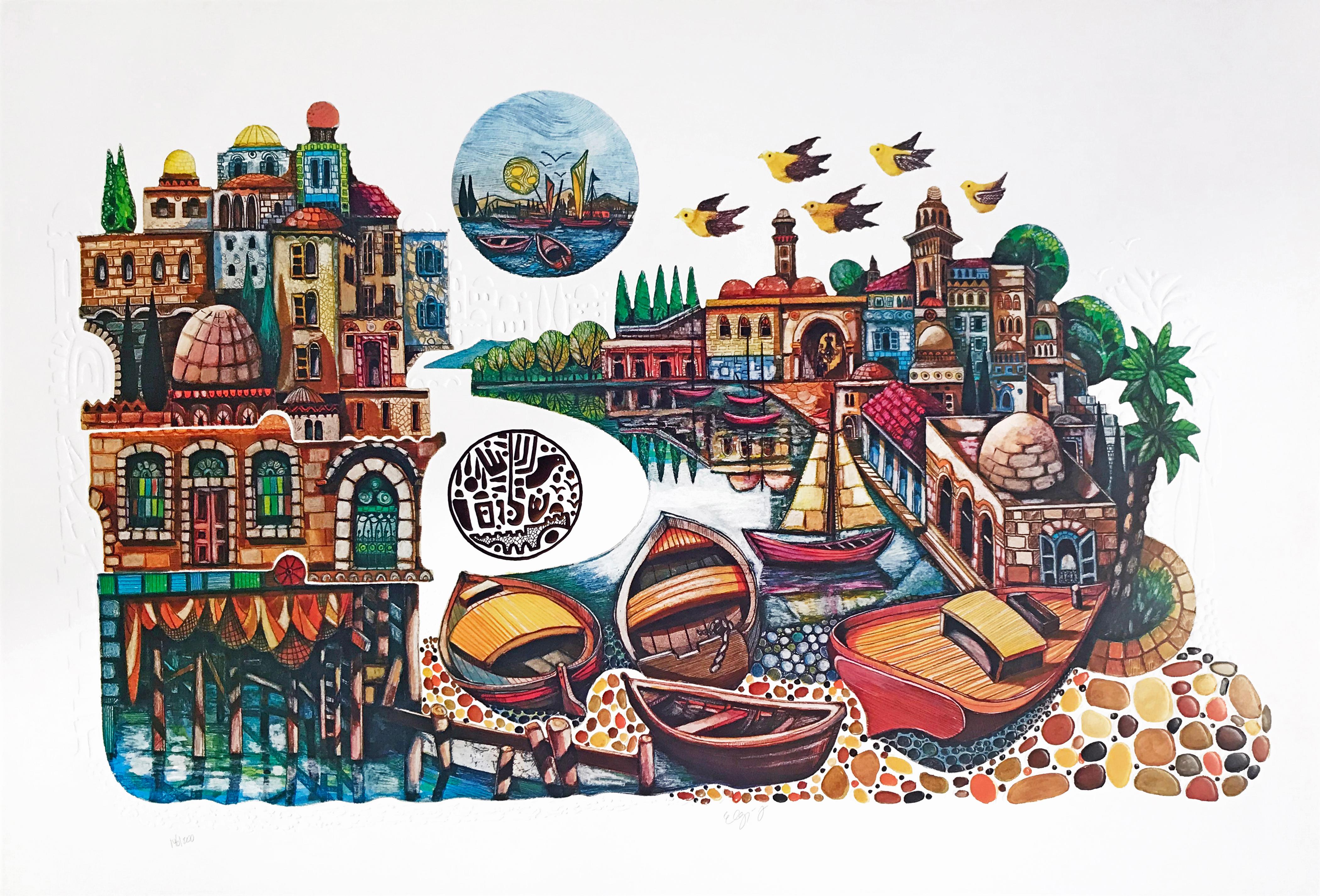 Amram Ebgi Landscape Print - CITY OF JAFFA (JUDAICA ART)