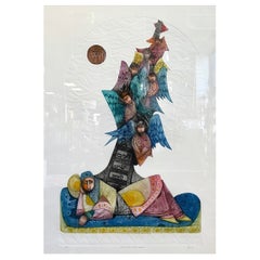 Amram Egbi, “Jacob Dreams of a Ladder”, Embossed Intaglio Print, A/P, 1980s