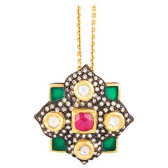 Amrapali Jewels 14 Karat Gold, Enamel, Diamond and Ruby Necklace