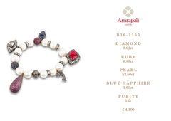Amrapali Jewels 14 Karat Gold, Ruby, Sapphire, Pearl and Diamond Bracelet
