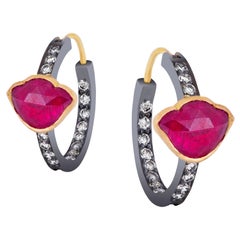 Amrapali Jewels 18 Karat Gold and 925 Silver, Ruby and Diamond Earring