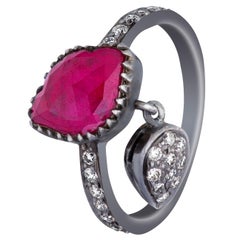 Amrapali Jewels 18 Karat Gold and 925 Silver, Ruby and Diamond Ring