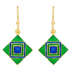 Amrapali Jewels 18 Karat Gold and Enamel Earrings